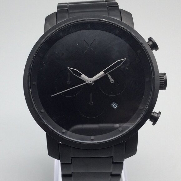 MVMT Chronograph Watch Men 45mm Black Date Stainless New Battery 7.75